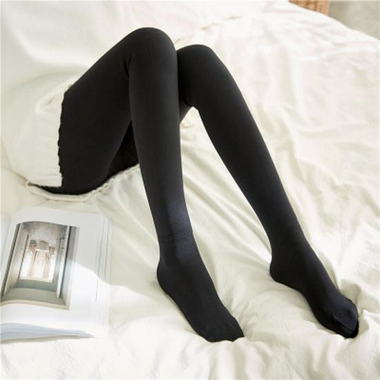 Women's Thickened Fleece-Lined Slimming Leggings - Autumn/Winter Bare Leg Pantyhose, Nylon Imitation, Plus Size, Warm One-Piece Pants