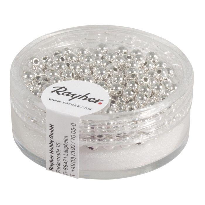 Plastic Beads, 3 Mm Ø, Silver, Box of 240 Pcs