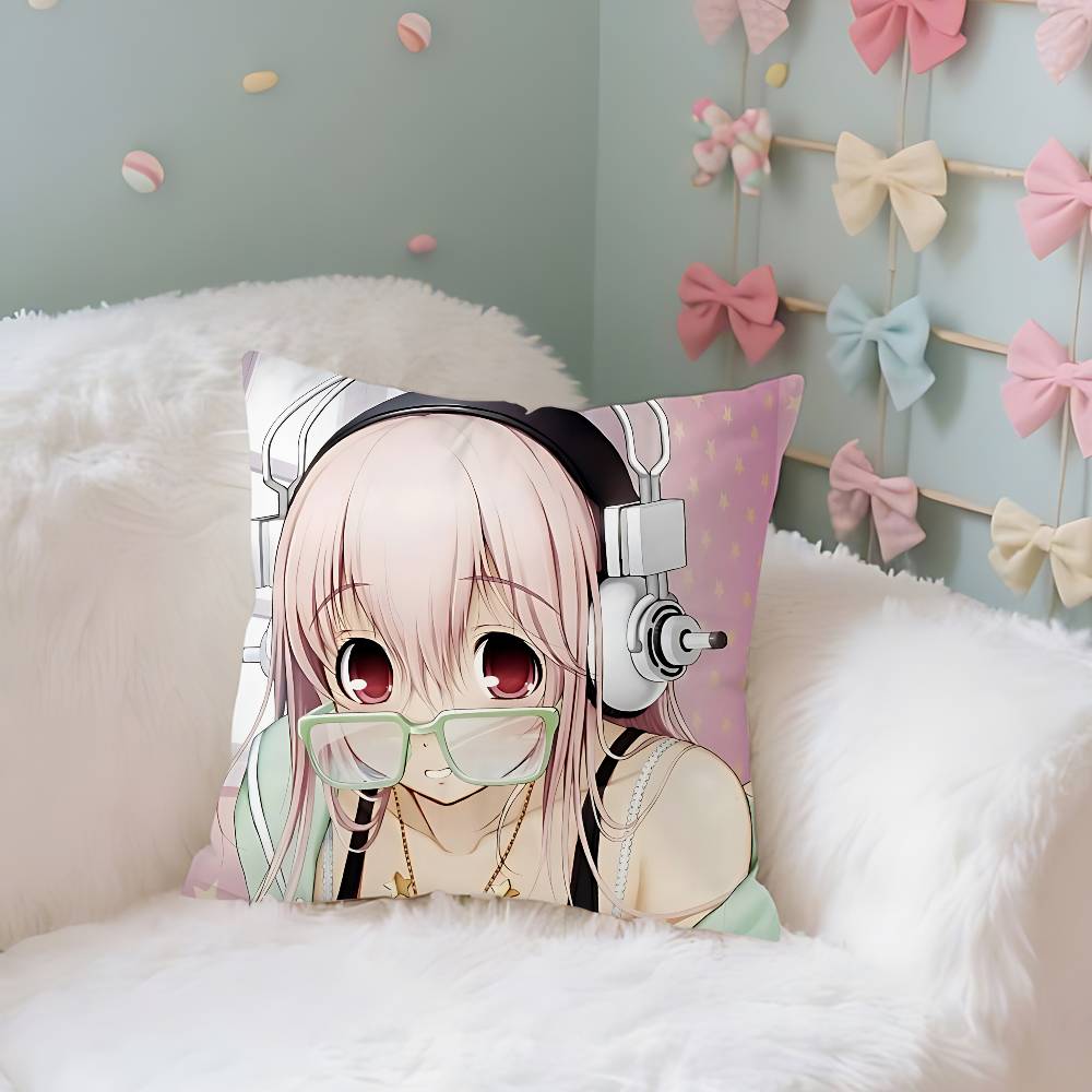 SSuper Sonico Case Plush Fabric Soft Pillowcase Double Sided Print Cushion Cover Household Gifts 40X40cm
