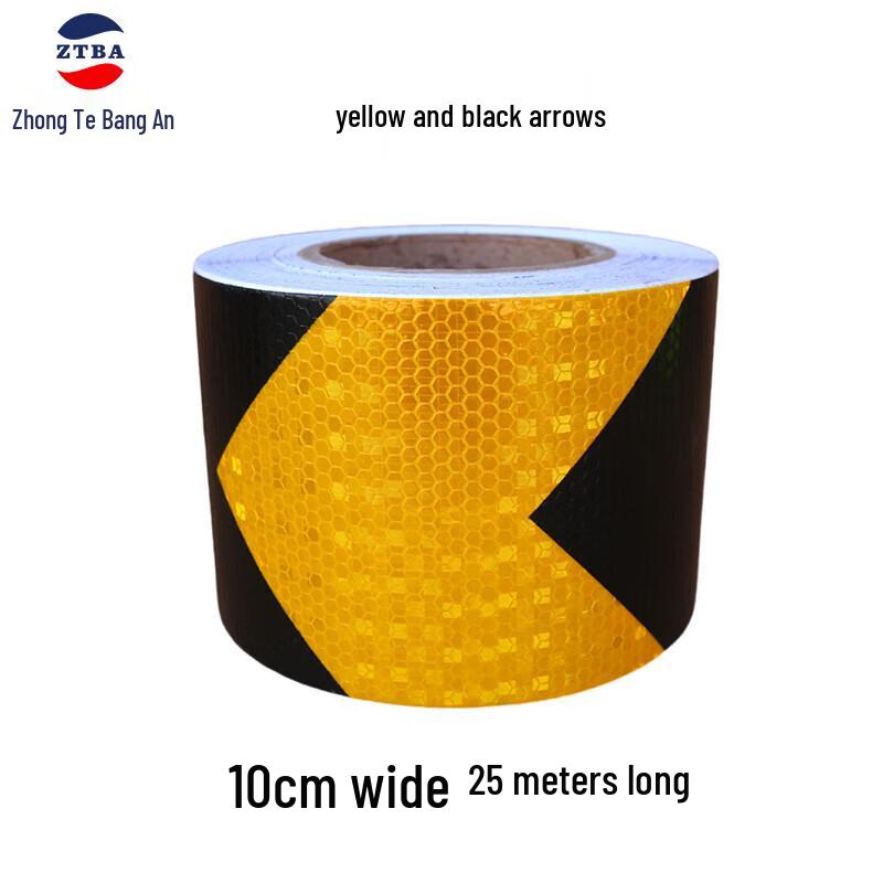 ZT-BA Reflective Warning Tape with Yellow-Black Arrows 10cm x 25m