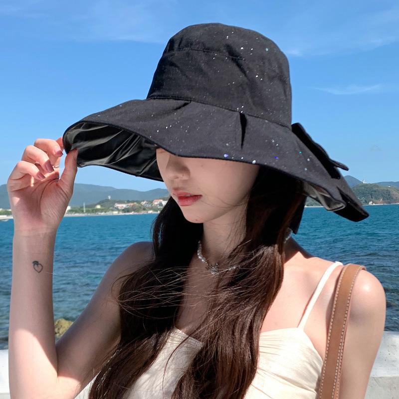 

Шляпа женская летняя новая шляпа рыбака с защитой от ультрафиолета корейская версия Dayan Fashion Beach Travel Sunshade Basin Hat 55-59cm чёрный