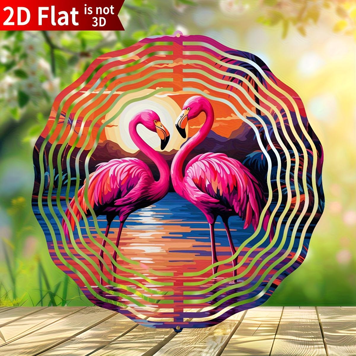 

Pink Flamingo Wind Spinner. 10 stainless steel kinetic yard art for holidays.