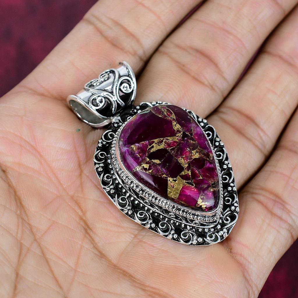 Copper Tourmaline Handmade Gemstone Pendant, 925 Solid Sterling Silver Beautiful Pendant Jewelry