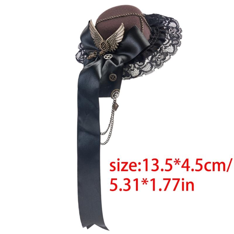 Zylinder mit Zahnrad für Erwachsene Punk-Stil Hut mit Schleife Cosplay Kostüm Haarspange Halloween Party Haarschmuck