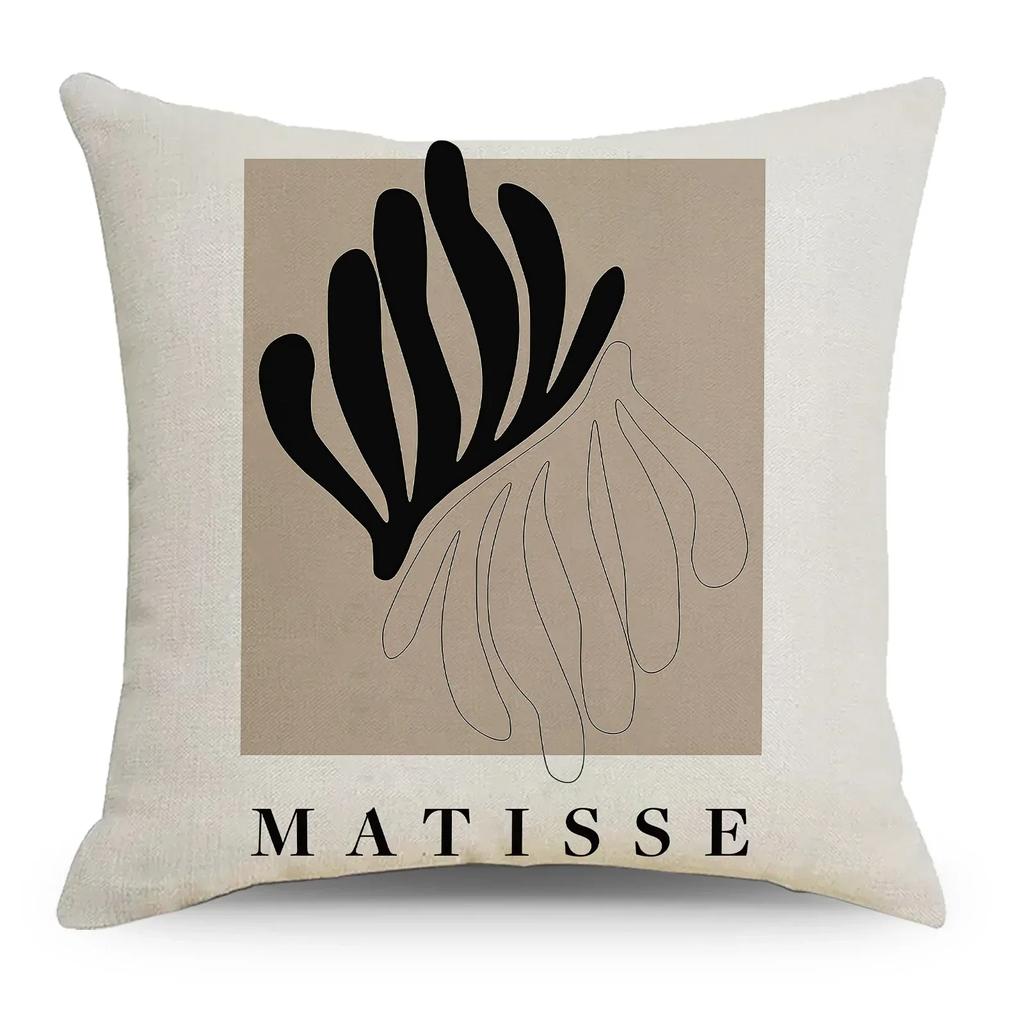 2024 Nordic Abstract Linen Pillowcase Simple Black and White INS for Home Sofa Bedside Car Pillowcase