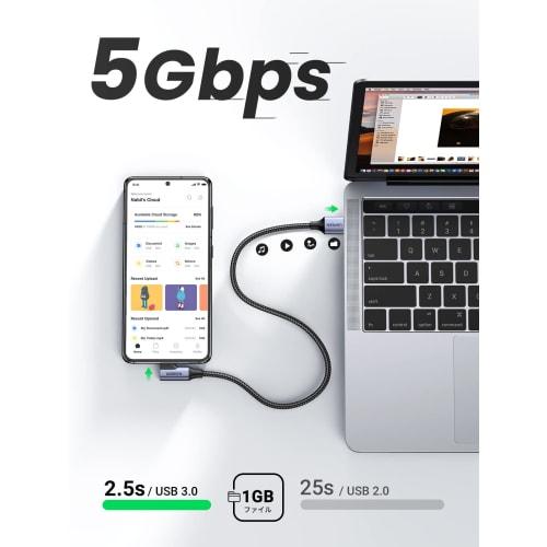 UGREEN USB Type C Cable USB 3.0 Quick Charging L-shaped USB C Cable 5Gbps Data Transfer Nylon Braided USB C Cable Compatible with Galaxy S22/S21/S20,