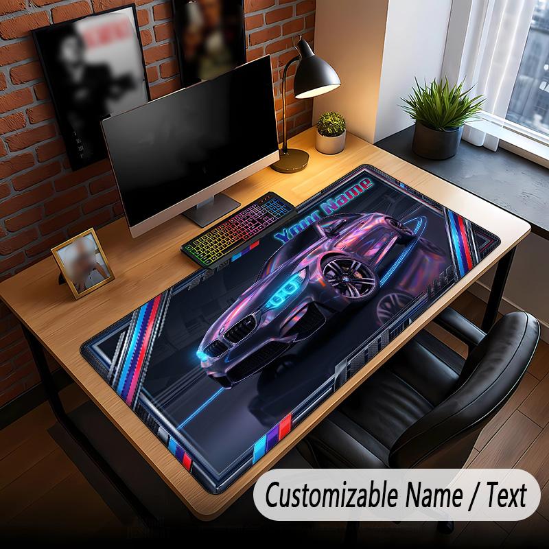 Auto-Rennsport-Thema Benutzerdefiniertes Mauspadd Personalisiert mit Namens-Text Angepasste Schreibtischmatte für Büro Heimdekoration