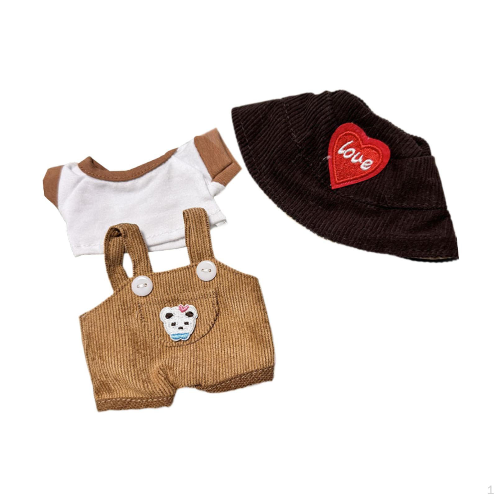 

15 см - 17 плюшевых кукольных одежд, комплект брюк, костюмы с красной шляпой в форме сердца, подтяжки brown clothes