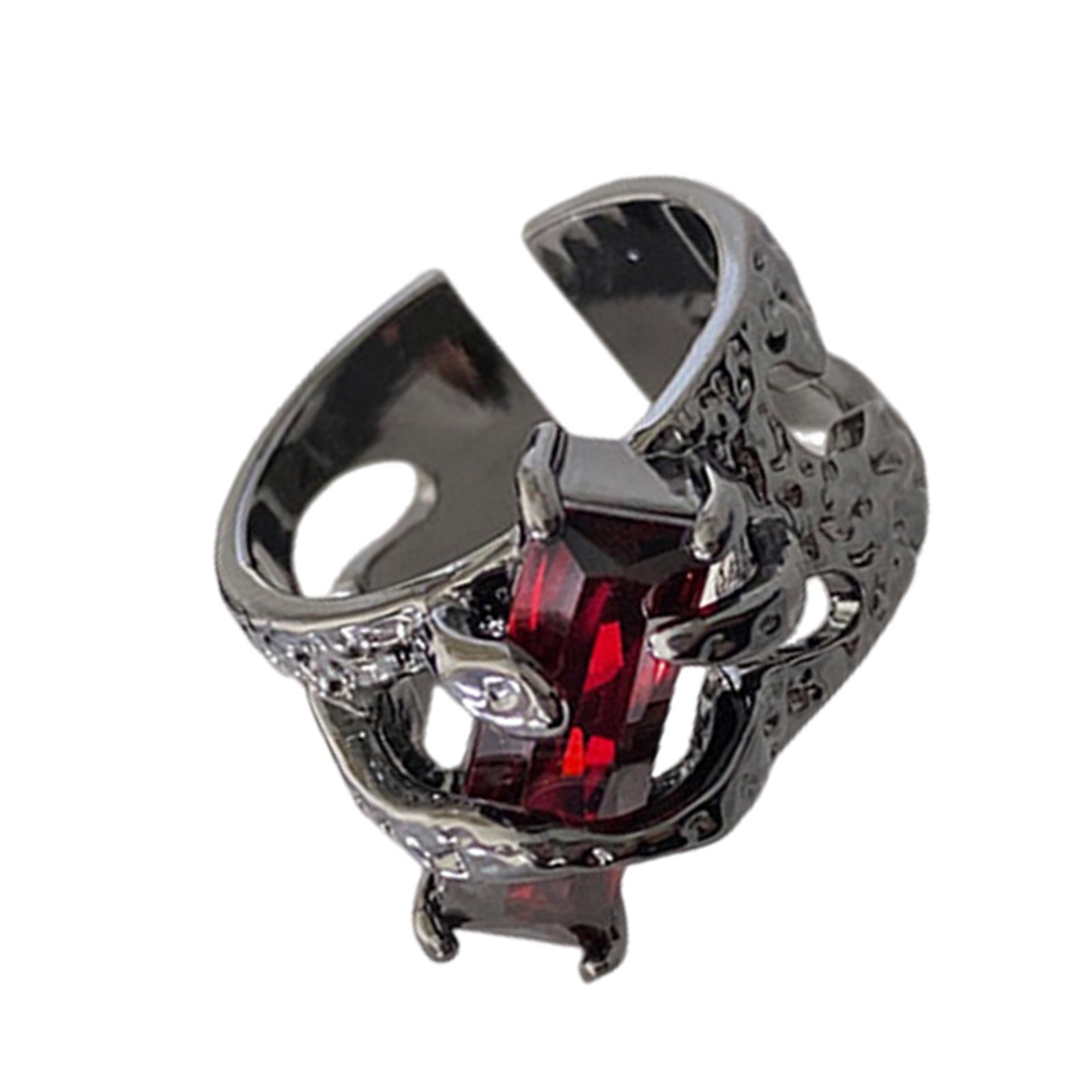 

Шикарные регулируемые кольца-украшения с акцентом из драгоценных камней в уникальном стиле расплавленной лавы для универсальных модных заявлений красный