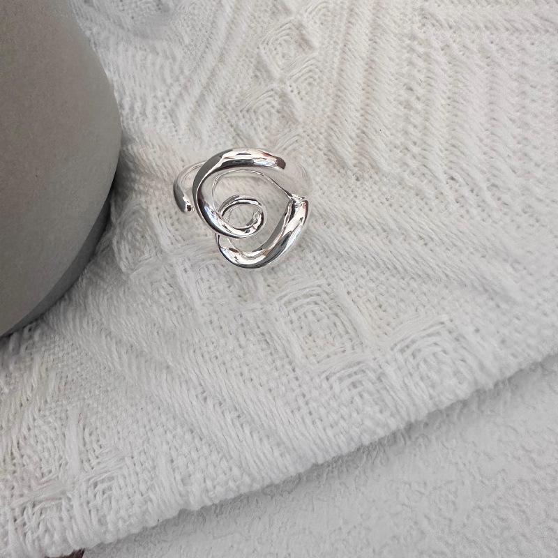 PANJBJ 925 Sterling Silver Geometric Black Stone Rings for Women Girl Korean Simple Adjustable Couple Jewelry Dropshipping