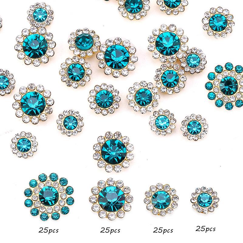 Størrelse Dobbelt Lag Blomst Blandet 100 stk Fargerik Solsikke Skive Bor Spenne Krystall Håndsøm Bor DIY Smykketilbehør Rhinestone Sy på Perler