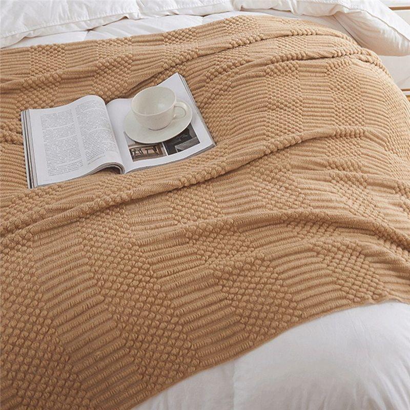 Good-Knitted Throw Blanket For Couch, Bed And Sofa Super Soft Blanket With Tassels Cosy Home Decor Durable Yellow