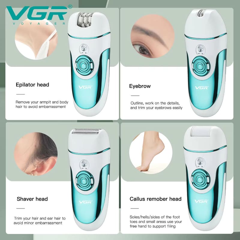 High-power Hair Removal Device  Multi-function 4-in-1 Shaver  Foot Grinder  Hair Remover for Women  USB Charging and Plug-in Long-lasting Power