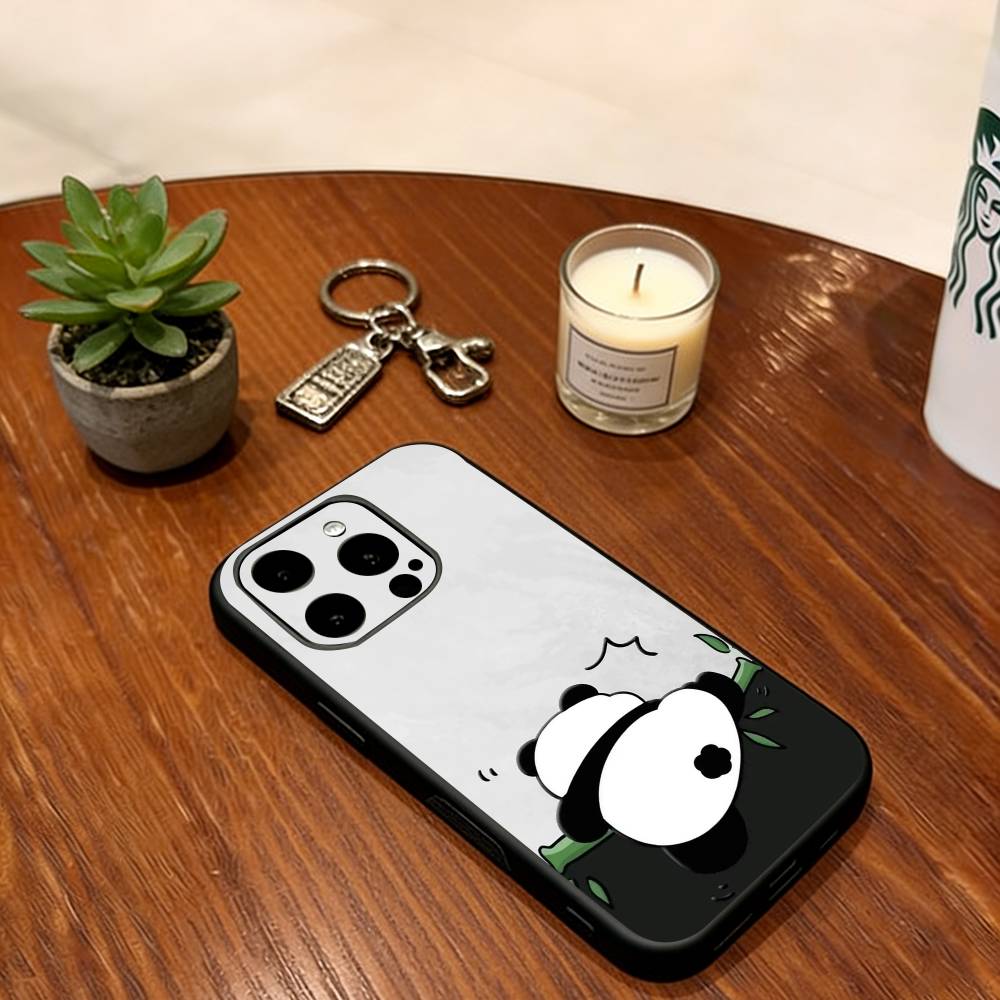 Baby Panda Phone Case For iPhone 17, 16,15,14,13,12,11 Plus,Pro Max, Others Soft Black Cover