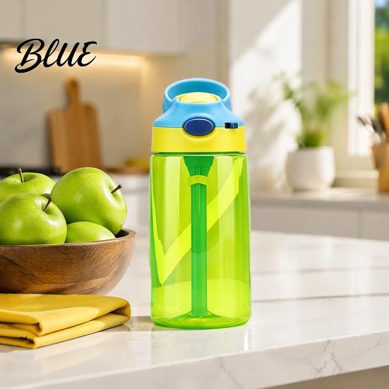 Anti Choking Training Bottle for Kids Cartoon Sippy Cup 470ml Water with Straw Adjustable Strap Pop Up Cup Outdoor Activities Lid Flip Top