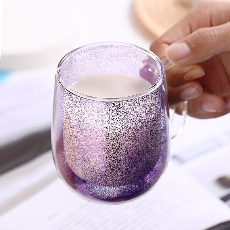 Double Wall Glass Cup with Handle Heat Resistant Tea Coffee Cups Espresso Milk Mug