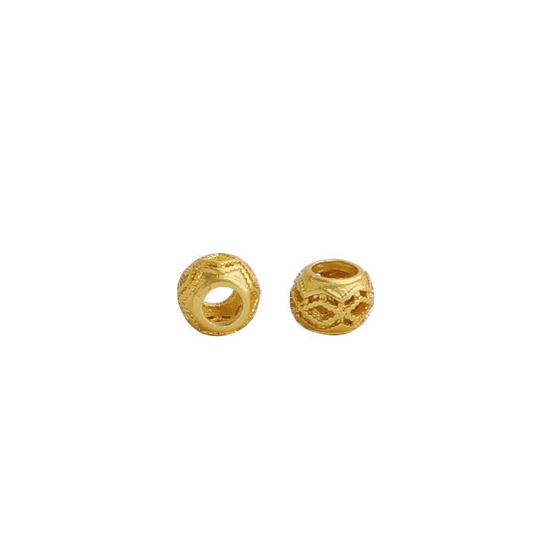 Gold-Plated Hollow Lace Spacer Beads, 5mm, Large Hole for DIY Jewelry Crafting
