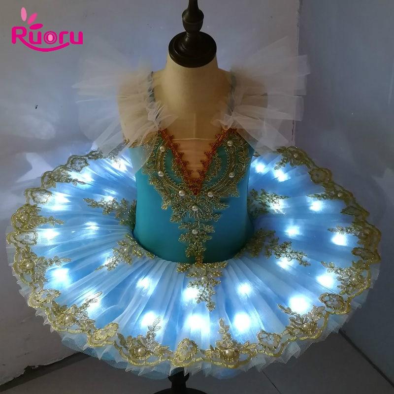 Buy Ruoru Tutu Ballet Led Light Swan Lake Ballerina Pancake Tutu Girl ...