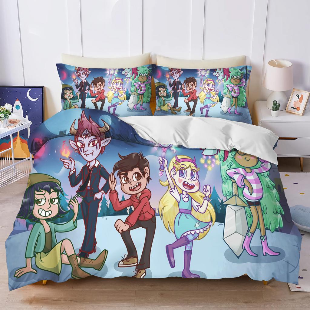 The Powerpuff Girls  Bedding Set Duvet Cover 3D Children'S Cute Printed Cartoon 100% Polyester 3-Piece Set 1 Quilt Cover