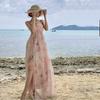 Real Shot! High-end Three-dimensional Flower Niche Neck-hanging Dress Backless Chiffon Vacation Dress