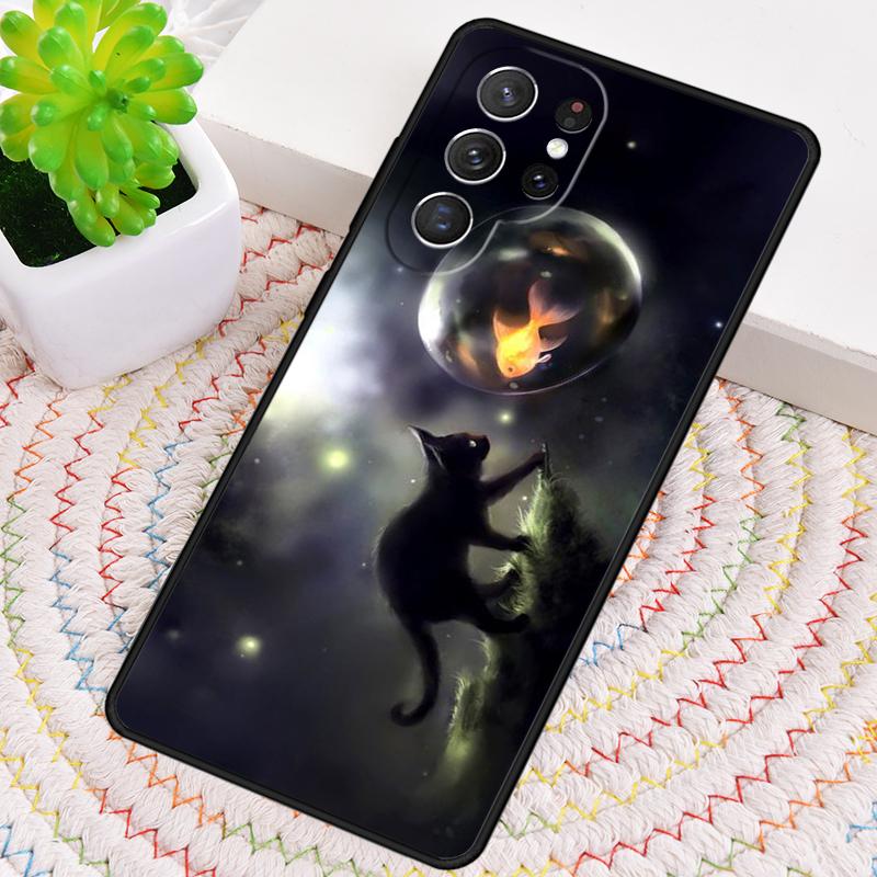 

Cat And Goldfish Phone Case for Samsung Galaxy note 10 pro S26 Ultra S23 S24 FE S25 S21 S22 PLUS shockproof Cove Galaxy S22 Ultra 5G