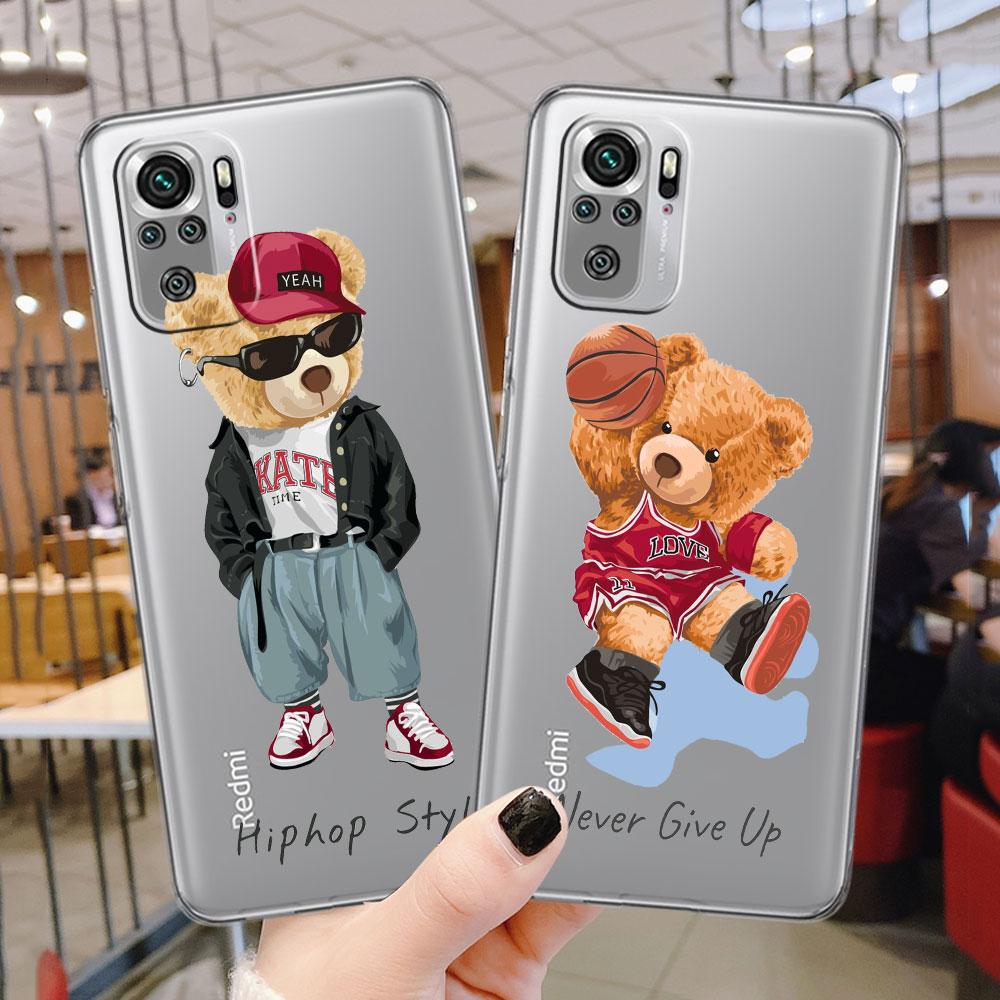 Brand Fashion Bear Phone Case for Xiaomi Redmi Note 11 10 Pro 9 K40 8 7 9S 11T 10S 8T 9A 9C 9T 11S 10C Note 11 Silicone Funda