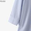 ZANZEA Women Daily Casual 3/4 Sleeve Loose Commute Stripe Blouse