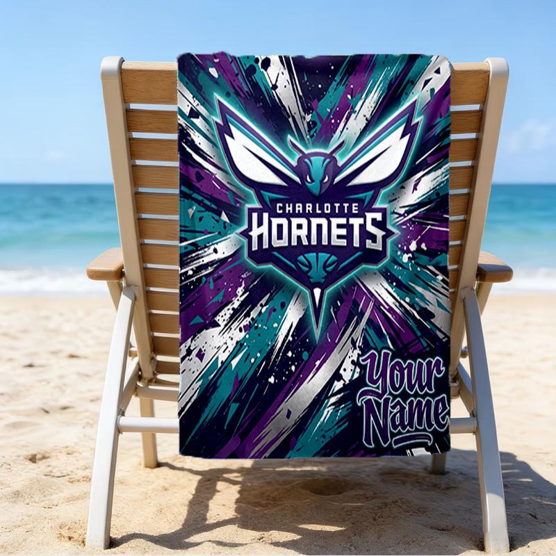 Custom Name Beach Towel Space Hornets Logo Beach Towel, Soft Microfiber, Gift for Her/Him, Birthday, for Pool, Beach, Travel, Fan gifts