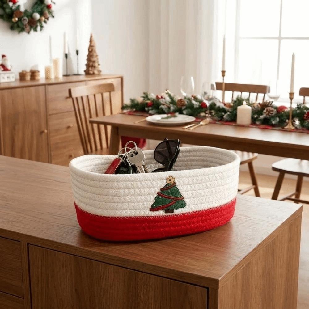Cotton Rope Hand Woven Storage Basket Xmas Theme Candy Storage Baskets  Party Supplies