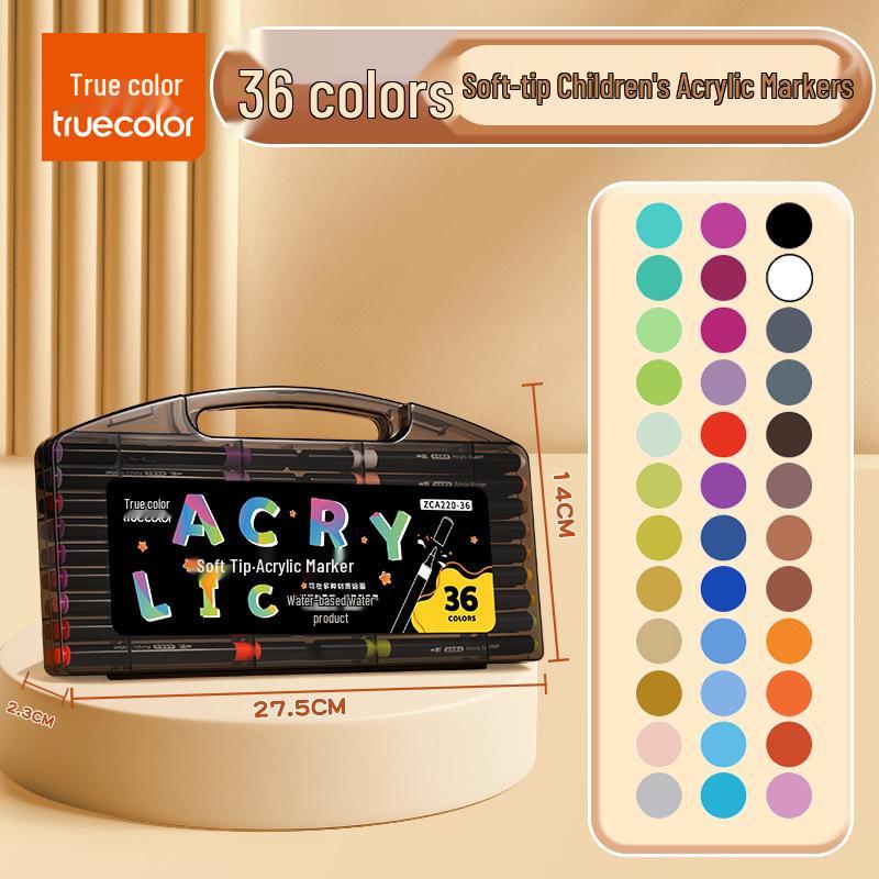 Pack de 80 Rotuladores Acrílicos de Punta Suave Color Verdadero - Caja Negra, No Manchan y Apilables para Arte Estudiantil
