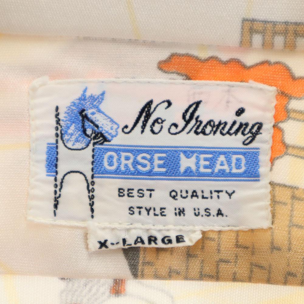 PFERDEKOPF 70er Vintage Overallgriff Langarmhemd XL Gelb Herren Gebraucht