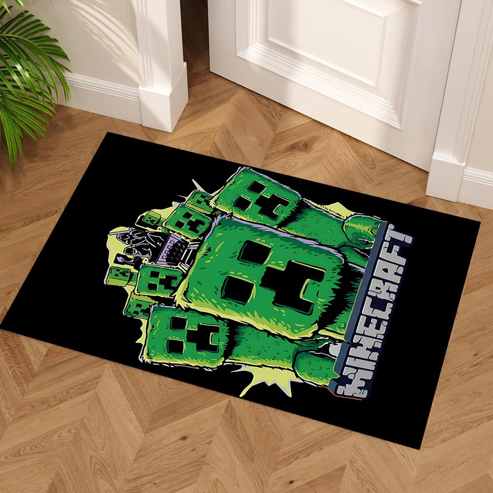 Minecraft Creeper Pixel Art Carpet Design for Decorate room Study room Playrooms Balcony Anti-slip Rug Decorate Offices Best for Christmas