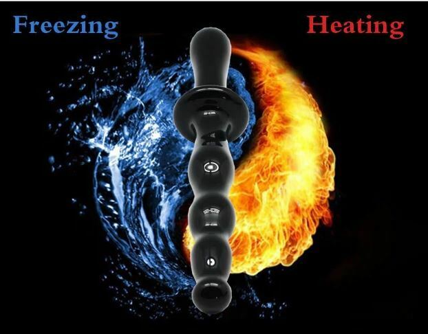 Black Glass Anal Beads Butt Plug Double Ended Dildo  Fetish Anal Balls & Beads
