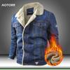 Men Denim Jacket Warm Winter Thick Fleece Warm Jean Coat Fitiness Autumn Casual Men 'S Motorcycle Coats Plus Size L -6xl
