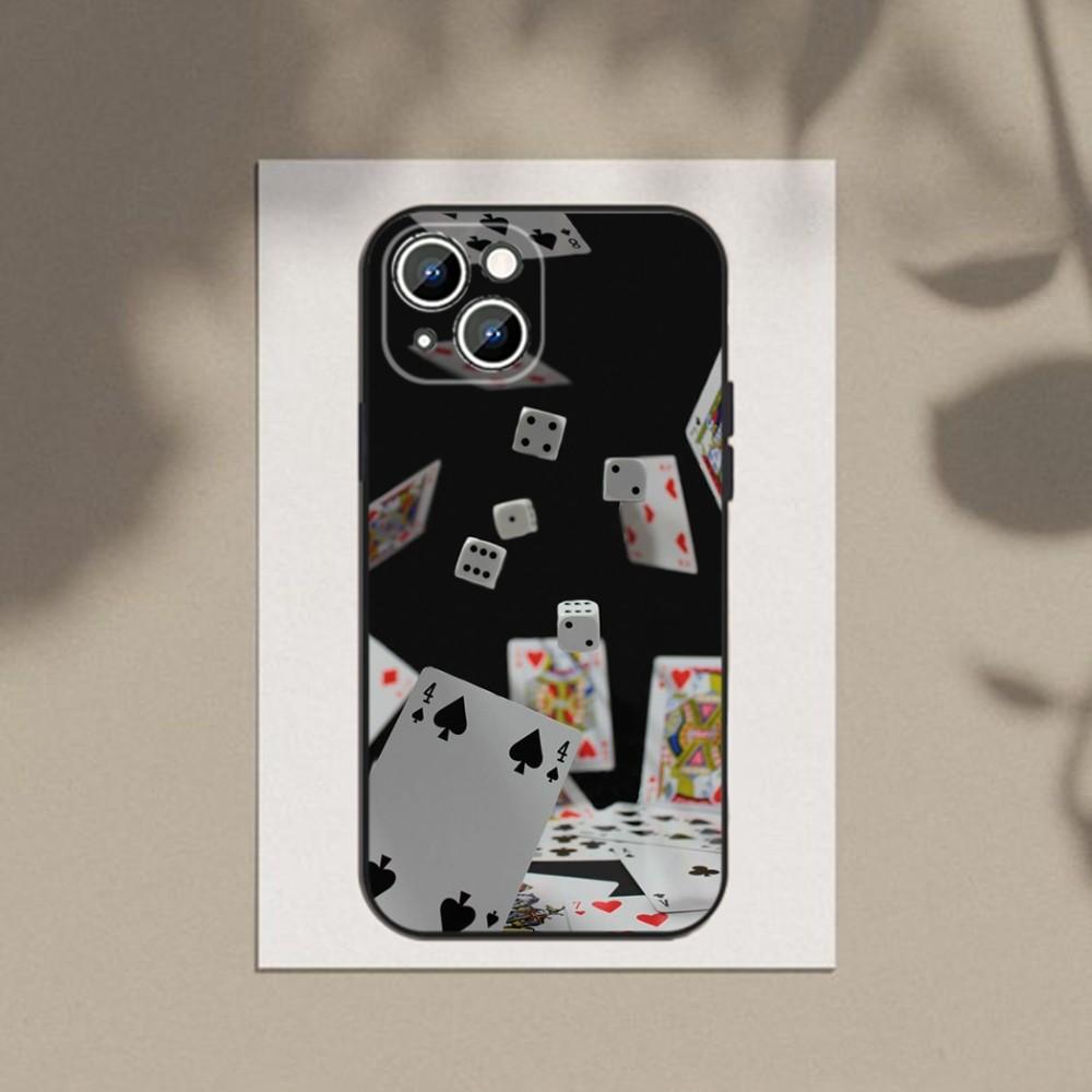 Poker Playing Card  Phone Case Phone Case For Apple iPhone 15,14,13,12,11,XS,XR,X,8,7,Pro,Max,Plus,mini Silicone Black Cover