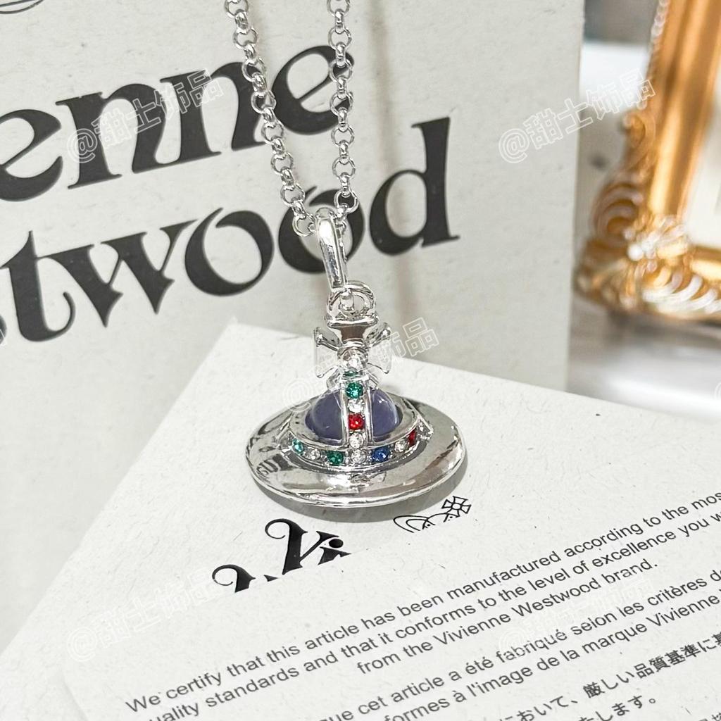 Vivienne Glacier Blue ORB Necklace - Women's European & American Style 3D Planet Saturn Pendant