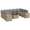 Vidaxl 10-Cz. Garden Furniture Set With Cushions, Beige, Poly Rattan