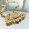 Collana Personalizzata Doppia Opaca Collana Personalizzata Bling Gioielli in Acciaio Inossidabile Dorato per Fidanzata Regalo per la Madre