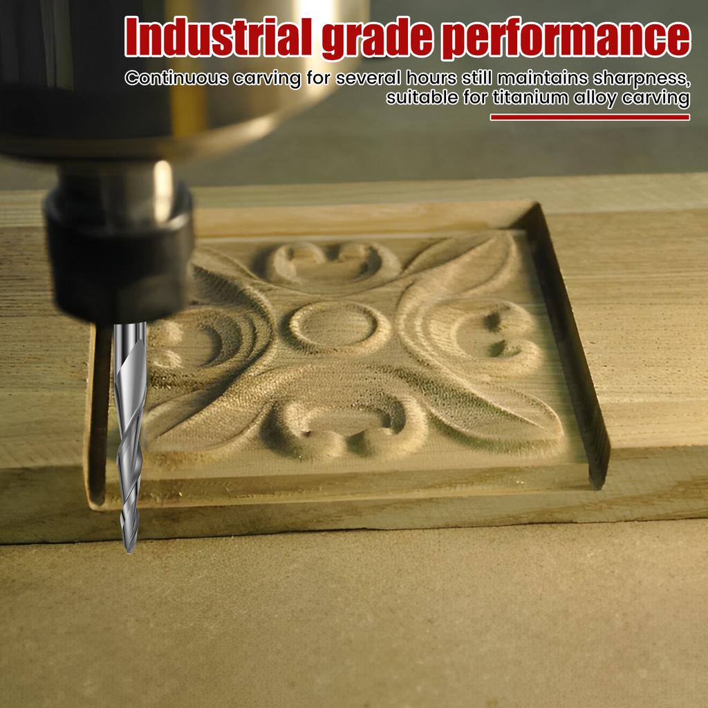 4 Stück Wolframstahl Kugelkopffräser Set Hohe Härte Doppelnut Spiralfräswerkzeug CNC Kegel Holz Metall Fräser