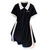 Korte Mouw Zomer Casual Jurk Dames Mode Elegante Zoete Jurken Grote Maat Patchwork A-lijn Feest Kraag Knoppen Slim Fit Kleding
