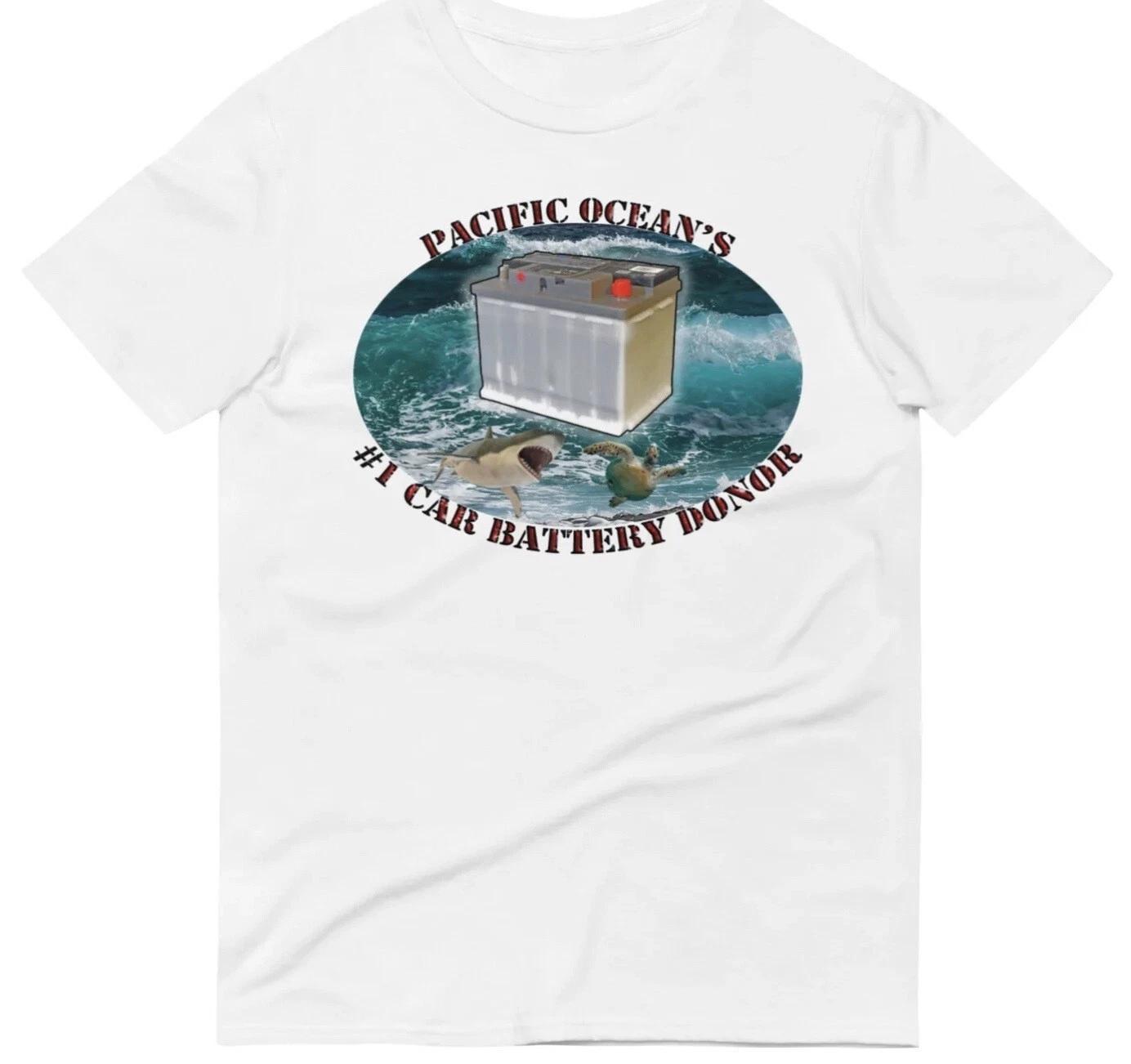 

Mens Ocean Car Battery Donor T Shirt Funny Anti Global Warming Littering Tee 4XL