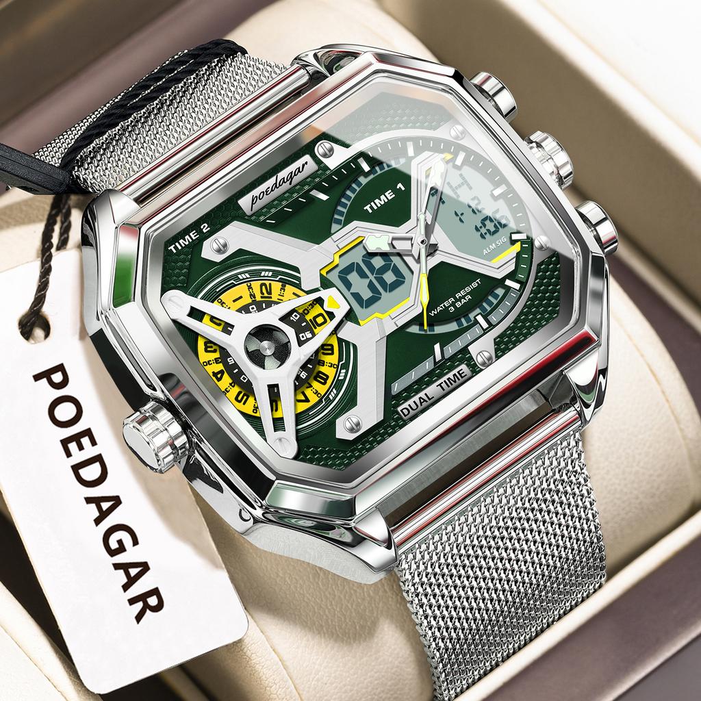 Top Brand Men's Watch Explosive Three-Movement Electronic Watch Multi-Function Sports Watch