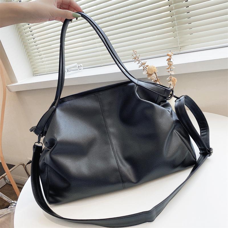 Shoulder bag simple versatile soft PU messenger bag commuting solid color large capacity underarm hand carry tote bag