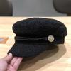 Autumn and Winter Lamb Wool Thickened Warm Flat Top Cap Painter Hat Women's Octagonal Hat