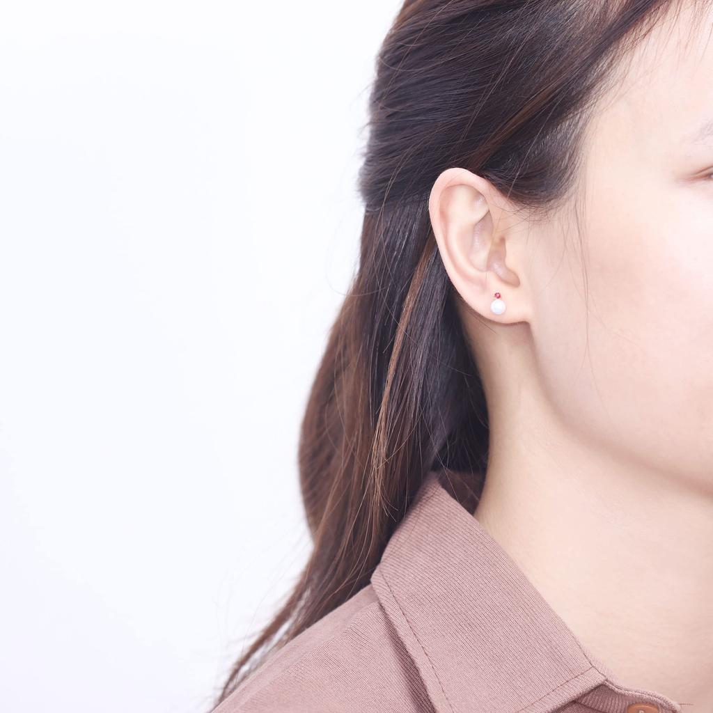 ESTELLE [WEB Exclusive] October Birthstone Pink Tourmaline K10 Yellow Gold Earrings 0242-0728-0019-0000