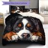 Black Bernese Mountain Dog Pattern Bedding Home Decoration Birthday Gift (1 * duvet cover + 2 * pillowcase, without core)