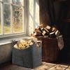 Felt Basket Firewood Box With Wooden Handles Foldable Wood Basket For Firewood Wood Newspapers Clothes Storage