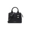 Rollins Solid Color Simple Pebbled Lock Leather Handbag Small Size Women's Black