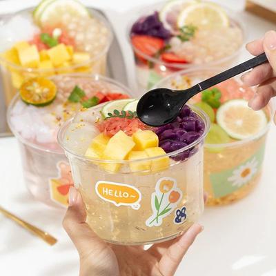 10 Piezas 230/350/500/700 ml Vasos Desechables para Ensalada Plástico Transparente a Prueba de Fugas Vasos para Postre Con Tapa Con Tapa