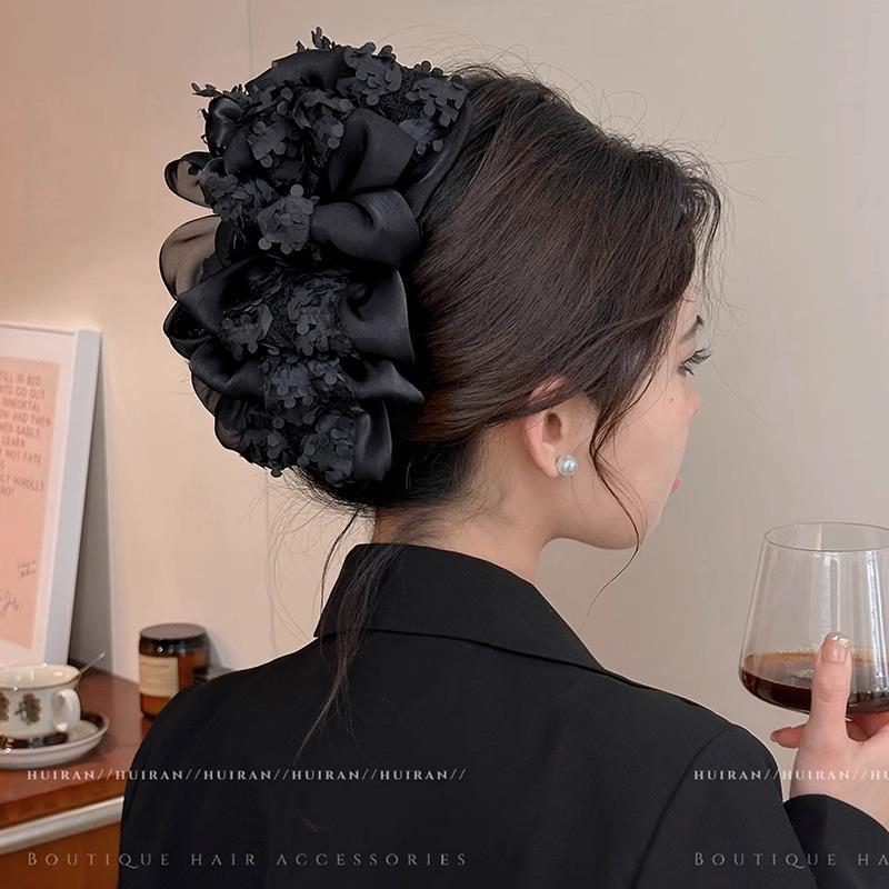 

Elegant Multi-Layer Floral Bow Hair Clip for Women – Updo & Face-Slimming Shark Clip Headwear